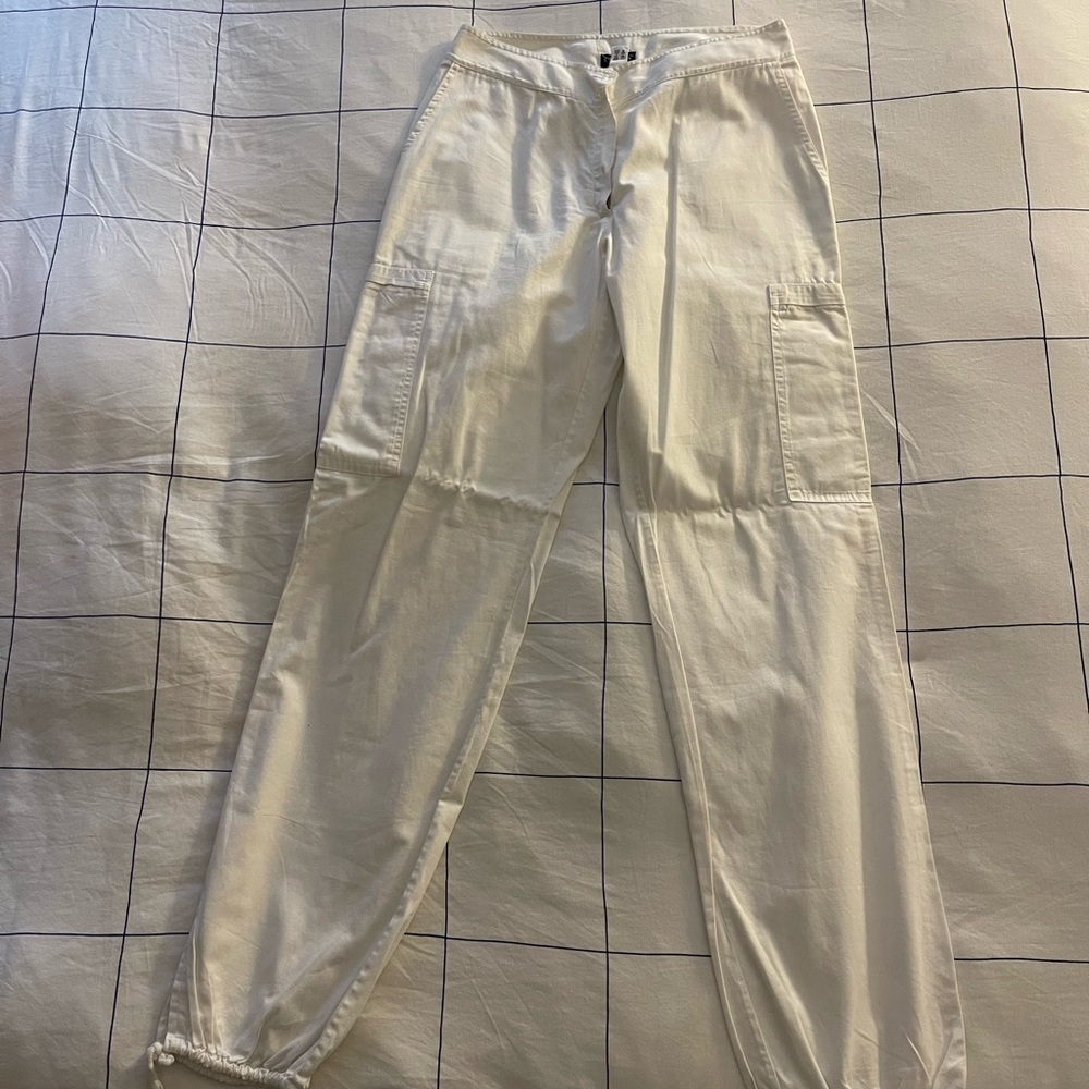 100% Cotton Vintage White Cargo Pants - Picture 1 of 7